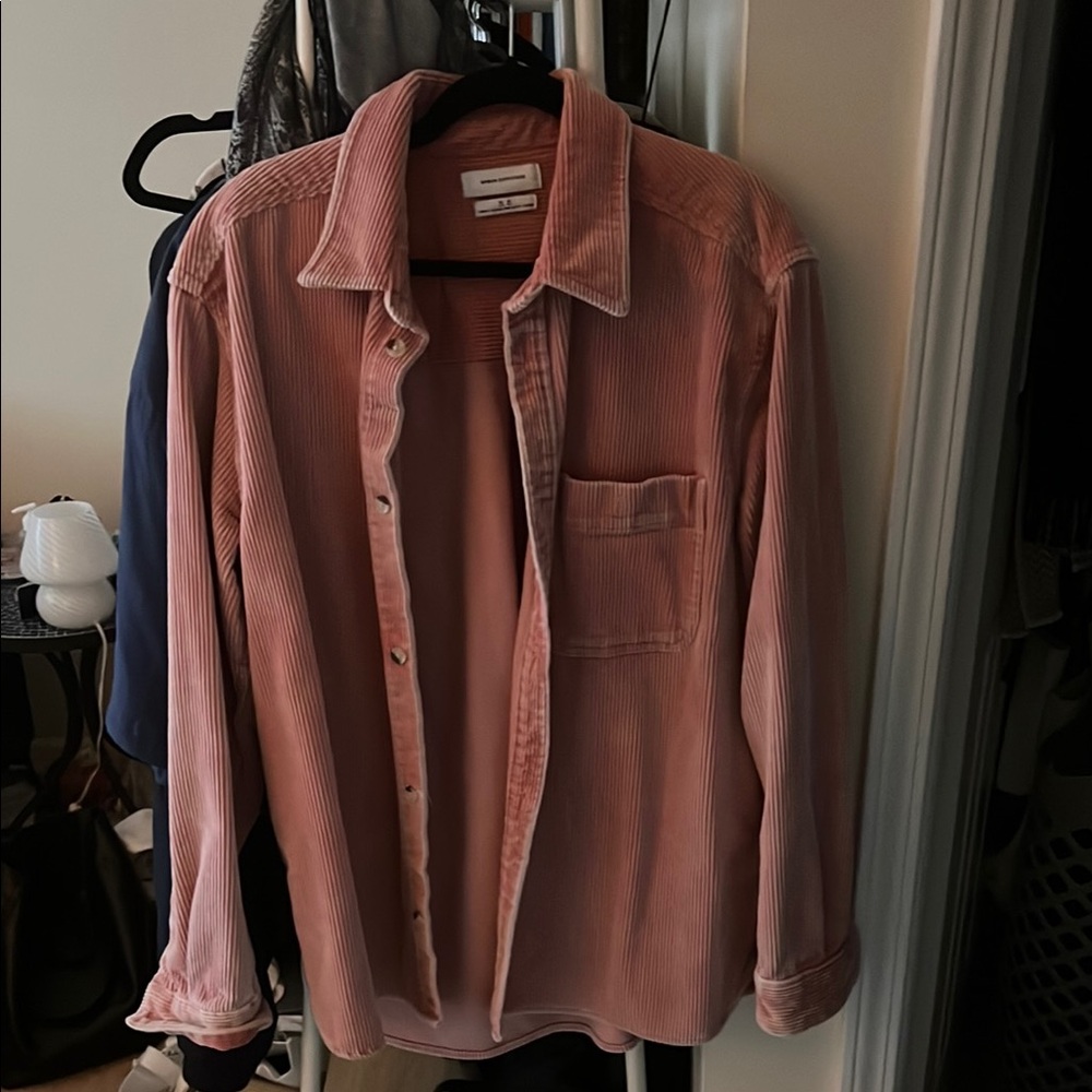 Pink Corduroy Button-Up Shirt